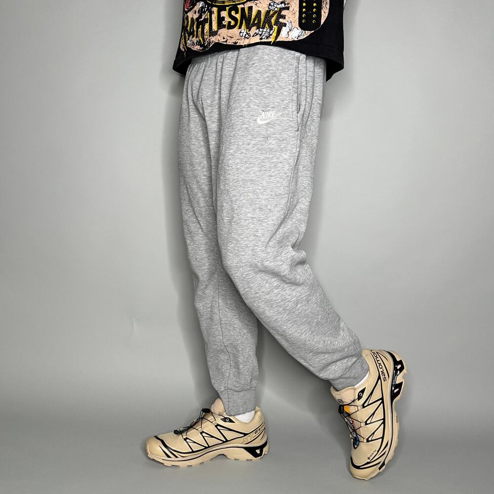 Vintage Y2K Nike Sweatpants Mens XL Light Grey White Swoosh Cotton Joggers